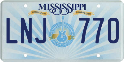 MS license plate LNJ770