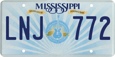 MS license plate LNJ772