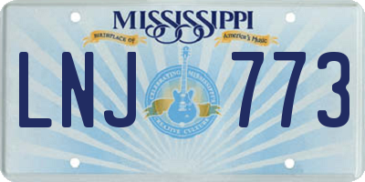 MS license plate LNJ773