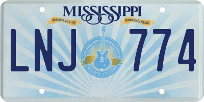 MS license plate LNJ774