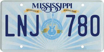 MS license plate LNJ780