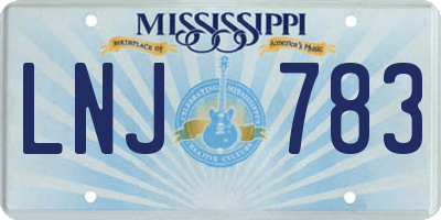 MS license plate LNJ783