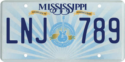 MS license plate LNJ789
