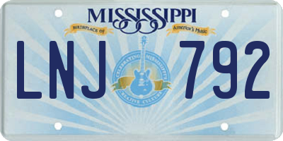 MS license plate LNJ792