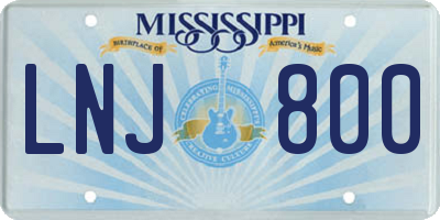MS license plate LNJ800
