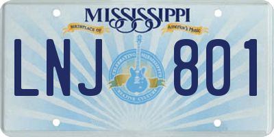 MS license plate LNJ801