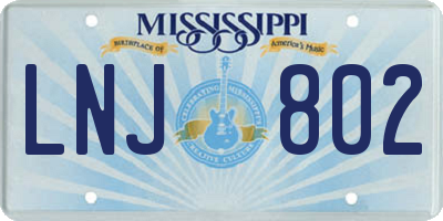 MS license plate LNJ802
