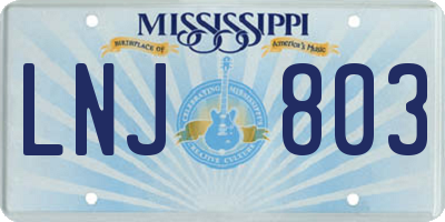 MS license plate LNJ803