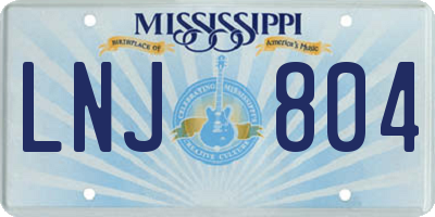 MS license plate LNJ804