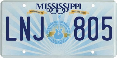MS license plate LNJ805