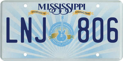 MS license plate LNJ806