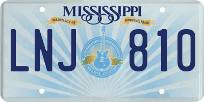 MS license plate LNJ810