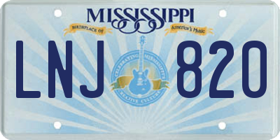 MS license plate LNJ820