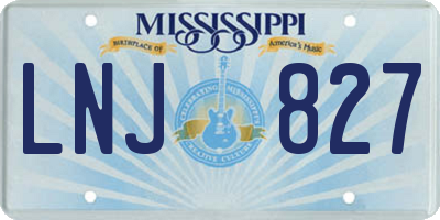 MS license plate LNJ827