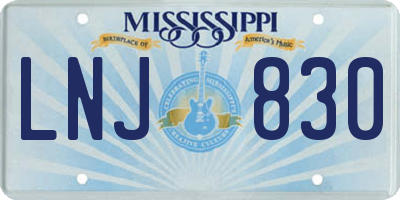 MS license plate LNJ830