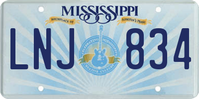 MS license plate LNJ834