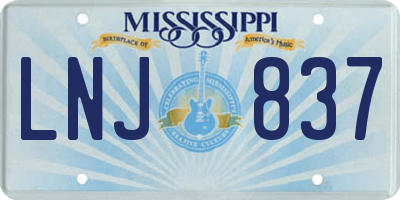 MS license plate LNJ837