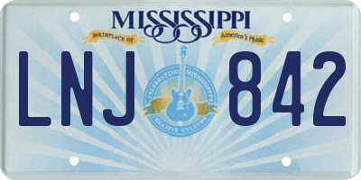 MS license plate LNJ842