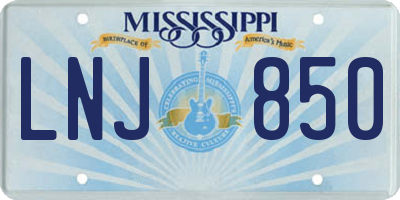 MS license plate LNJ850