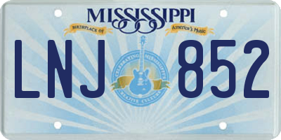 MS license plate LNJ852