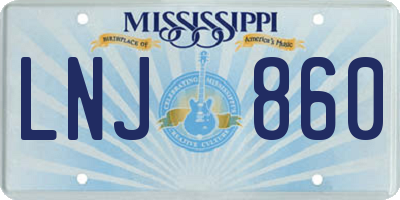 MS license plate LNJ860