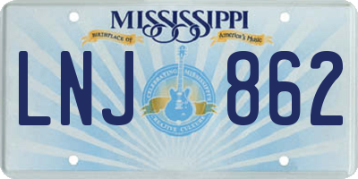 MS license plate LNJ862