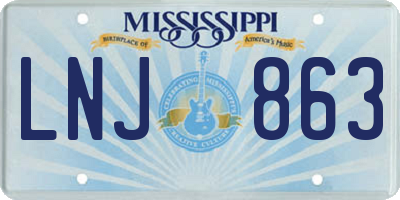 MS license plate LNJ863