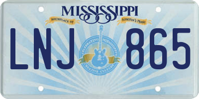 MS license plate LNJ865