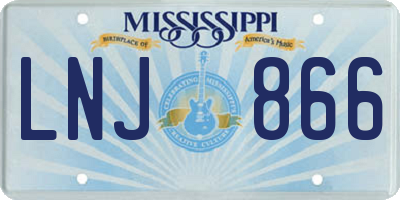 MS license plate LNJ866