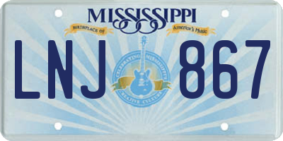 MS license plate LNJ867