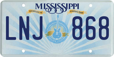 MS license plate LNJ868