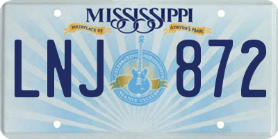 MS license plate LNJ872