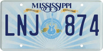 MS license plate LNJ874