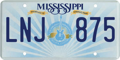 MS license plate LNJ875
