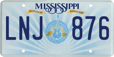 MS license plate LNJ876