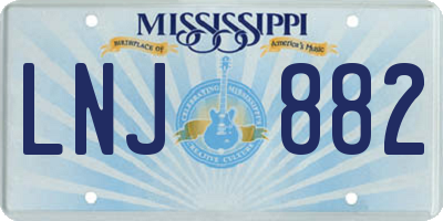 MS license plate LNJ882