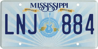 MS license plate LNJ884