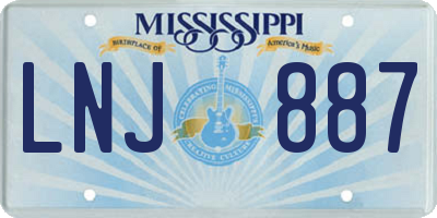 MS license plate LNJ887