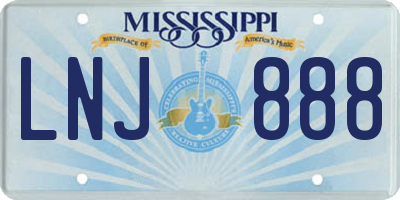 MS license plate LNJ888