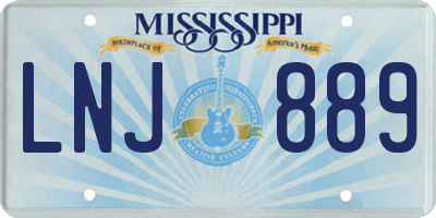 MS license plate LNJ889