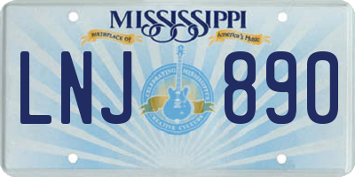 MS license plate LNJ890
