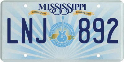 MS license plate LNJ892