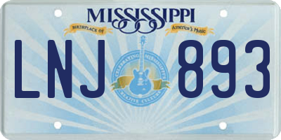 MS license plate LNJ893