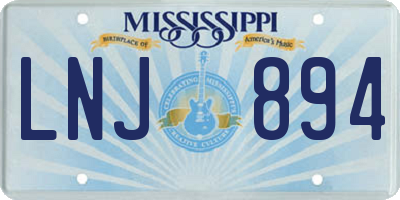 MS license plate LNJ894