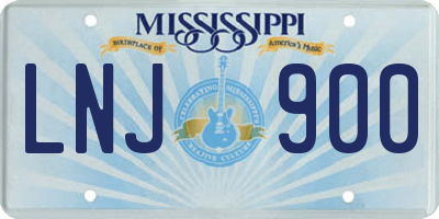 MS license plate LNJ900
