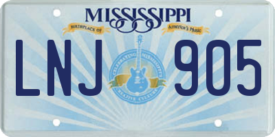 MS license plate LNJ905