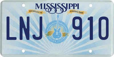 MS license plate LNJ910