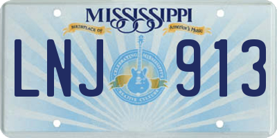 MS license plate LNJ913