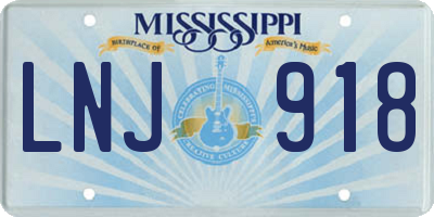 MS license plate LNJ918