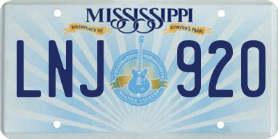MS license plate LNJ920